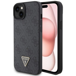 Husa iPhone 15 Guess Leather 4G Diamond Triangle, negru, GUHCP15SP4TDPK