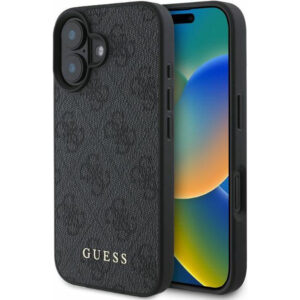 Husa originala Guess iPhone 16 Plus Hardcase 4G Classic, negru, GUHCP16MG4GFGR