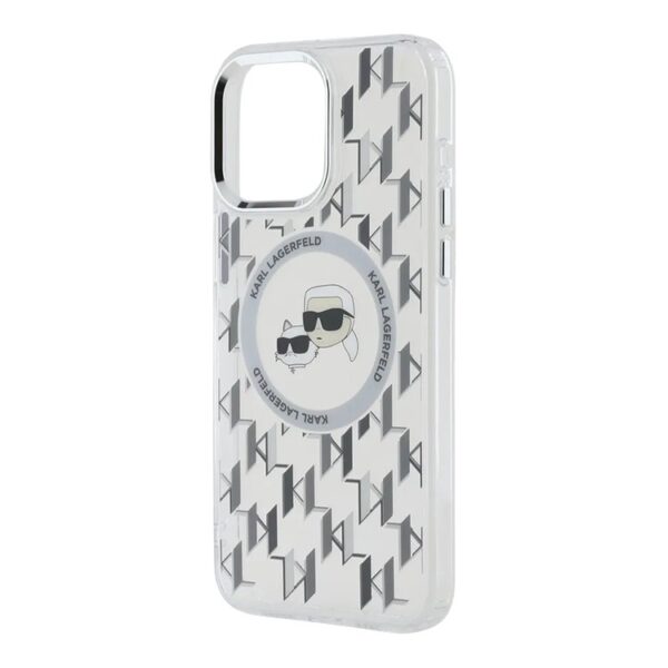 Husa iPhone 15 Karl Lagerfeld IML MagSafe, Monogram Karl&Choupette Head, clear, KLHMP15SHMCKMHT - imagine 2