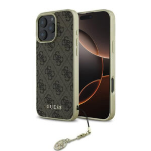 Husa originala Guess iPhone 16 Pro Hardcase 4G Charms Collection, maro, GUHCP16LGF4GBR