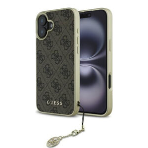 Husa originala Guess iPhone 16 Hardcase 4G Charms Collection, maro, GUHCP16SGF4GBR