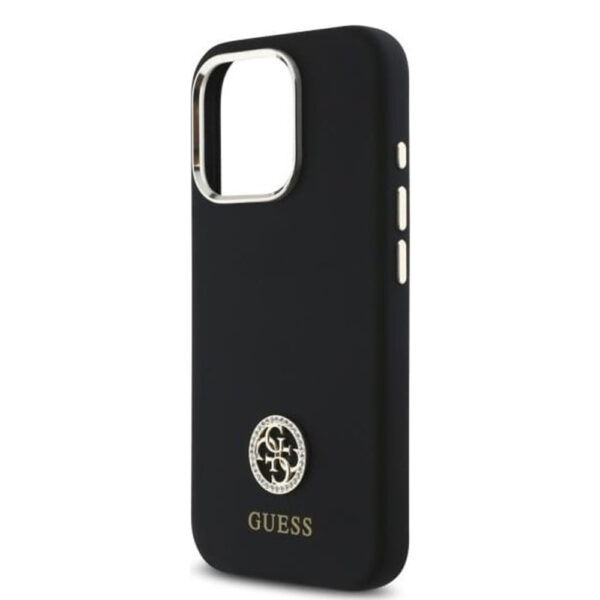Husa Guess iPhone 16 Pro Max Silicone Logo Strass 4G, negru, GUHCP16XM4DGPK - imagine 5