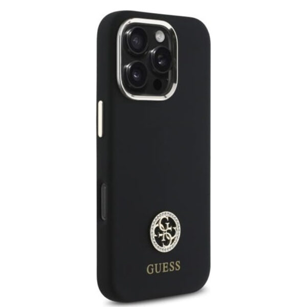 Husa Guess iPhone 16 Pro Max Silicone Logo Strass 4G, negru, GUHCP16XM4DGPK - imagine 6