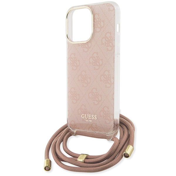 Husa Guess Crossbody Cord 4G Print iPhone 16, roz, GUHCP16SHC4SEP - imagine 2