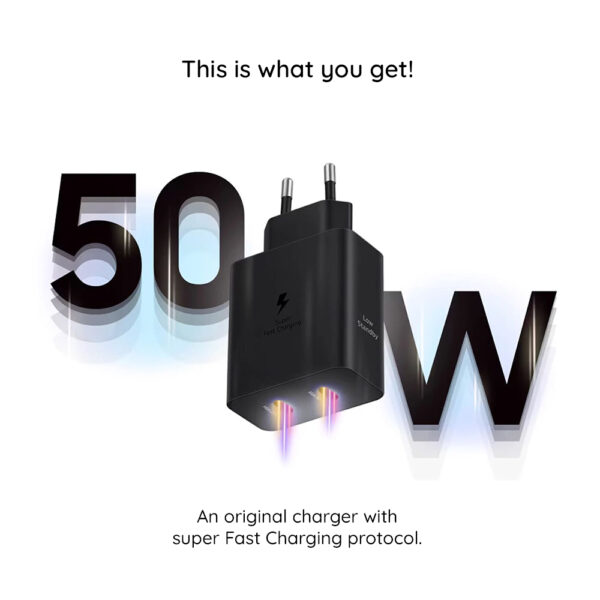 Incarcator Type-C Samsung Super Fast Charging 50W + cablu USB-C, EP-T5020XBEGEU - imagine 3