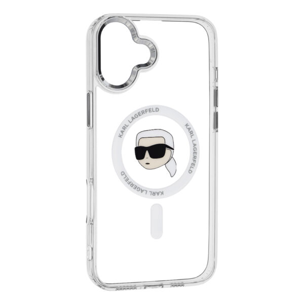 Husa iPhone 16 Plus Karl Lagerfeld IML MagSafe, Karl`s Head, alb, KLHMP16MHLSKIH - imagine 2