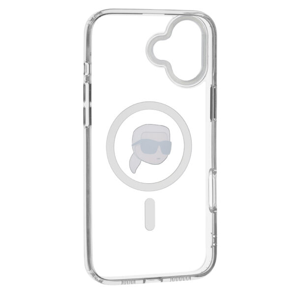 Husa iPhone 16 Plus Karl Lagerfeld IML MagSafe, Karl`s Head, alb, KLHMP16MHLSKIH - imagine 3