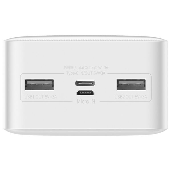 Baterie externa 30000mAh Baseus, 2xUSB, USB-C, Micro-USB, alb, PPBD050202 - imagine 2