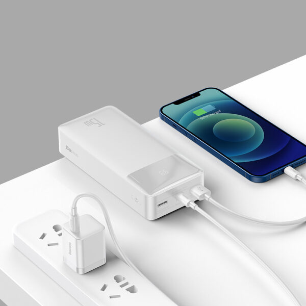 Baterie externa 30000mAh Baseus, 2xUSB, USB-C, Micro-USB, alb, PPBD050202 - imagine 5