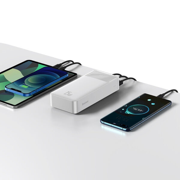 Baterie externa 30000mAh Baseus, 2xUSB, USB-C, Micro-USB, alb, PPBD050202 - imagine 6