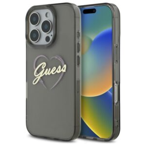Husa Guess Hardcase IML Heart iPhone 16 Pro, roz, GUHCP16LHCHGSPP