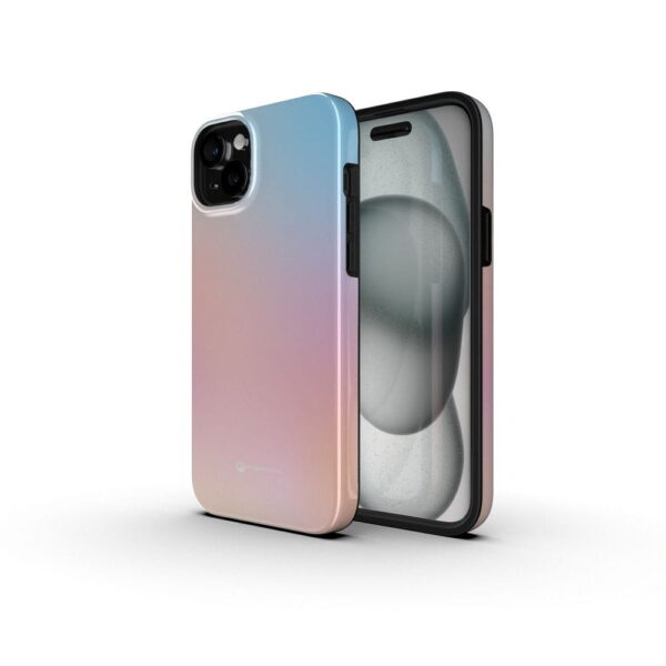 Husă iPhone 16 Forcell F-Protect Mirage, testată la cădere conform standardului militar, compatibilă cu MagSafe, roz-albastru. - imagine 2