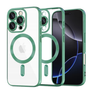 Husa premium iPhone 16 Pro Max Techsuit Luxury Crystal MagSafe, verde deschis