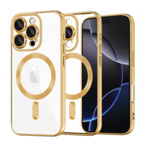 Husa premium iPhone 16 Pro Max Techsuit Luxury Crystal MagSafe, auriu