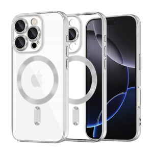 Husa premium iPhone 16 Pro Techsuit Luxury Crystal MagSafe, argintiu