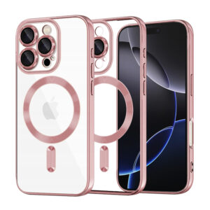 Husa premium iPhone 16 Pro Techsuit Luxury Crystal MagSafe, roz