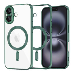 Husa premium iPhone 16 Techsuit Luxury Crystal MagSafe, verde inchis