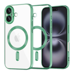 Husa premium iPhone 16 Techsuit Luxury Crystal MagSafe, verde deschis