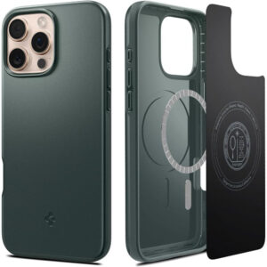 Husa iPhone 16 Pro Spigen Thin Fit MagSafe, verde inchis