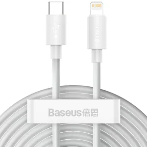 Cablu Kit cablu de date Baseus Simple Wisdom USB-C la Lightning 1.5m Alb