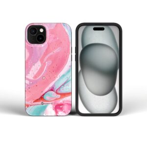 Husă pentru iPhone 16 PLUS Forcell F-Protect Mirage Military Drop-Test compatibilă cu MagSafe, marmură roz.