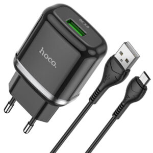 Alimentator Hoco Wall Charger Special - USB-A, 18W, 3A with Cable USB-A to Micro-USB, 1m - Black N3