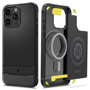 Husa iPhone 15 Pro Max Spigen Rugged Armor MagSafe, negru