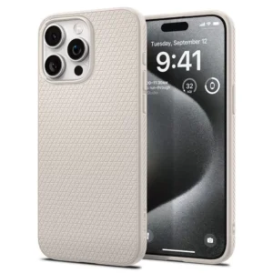 Husa iPhone 15 Pro Spigen Liquid Air, crem