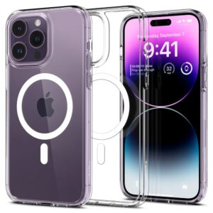 Husa transparenta iPhone 14 Pro Spigen Ultra Hybrid MagSafe, alb
