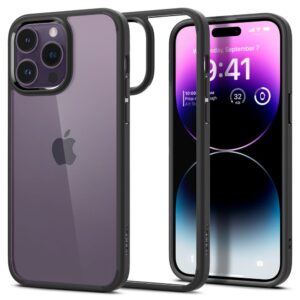 Husa transparenta iPhone 14 Pro Spigen Ultra Hybrid, negru matte