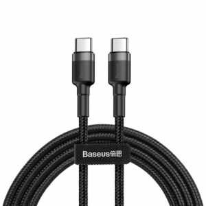 Cablu de date tip C Baseus 60W, 3A, 2m, negru/gri, CATKLF-HG1