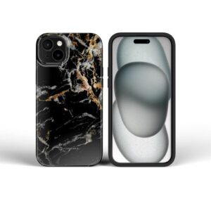 Husă pentru iPhone 16 PLUS Forcell F-Protect Mirage Military Drop-Test compatibilă cu MagSafe, marmură neagră.