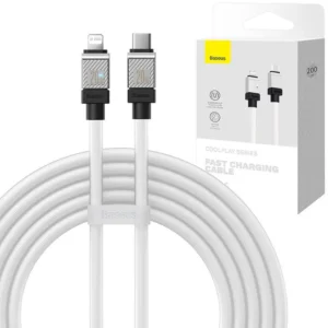 Cablu Fast Charging cable Baseus USB-C to Lightning Coolplay Series 2m, 20W, white