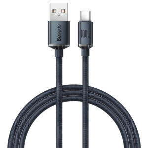 Cablu Date si Incarcare USB-A - USB-C Baseus Crystal Shine Series, 100W, 1.2m, Negru