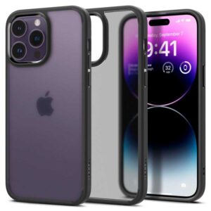 Husa transparenta iPhone 14 Pro Spigen Ultra Hybrid, cenusiu