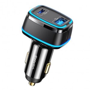 USAMS - Car Charger C24 US-CC142 Dual Port with 1xUSB-A PD 120W 5A - Black