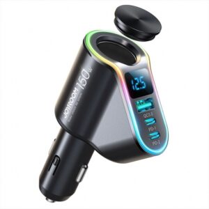 Incarcator Auto Joyroom JR-CL21, 150W, 3A, 1 x Extensie Bricheta - 1 x USB-A - 2 x USB-C, Negru