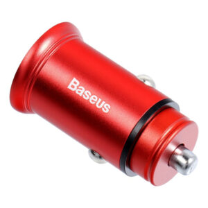 Baseus încărcător auto Circular metal Dual QC 3.0 2x USB Quick Charge roșu