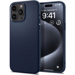 Husa iPhone 15 Pro Spigen Liquid Air, bleumarin