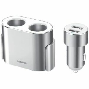 Incarcator auto Baseus High Efficiency, 80W, 2xUSB 3.1A, 2x extensie bricheta Argintiu