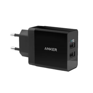 Incarcator retea Anker, 24W, PowerIQ, 2 x USB, 2A, Negru