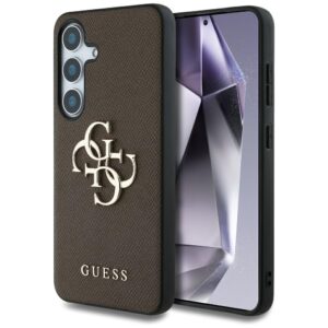 Husa originala Guess Samsung Galaxy S25 Plus Hardcase 4G Grained Big and Classic Logo, maro, GUHCS25MPGT4MBW