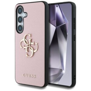 Husa originala Guess Samsung Galaxy S25 Plus Hardcase 4G Grained Big and Classic Logo, roz, GUHCS25MPGT4MBP