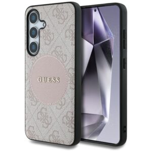 Husa Samsung Galaxy S25 Plus Guess 4G Circle Classic Logo MagSafe, roz, GUHMS25MP4PGRSGP