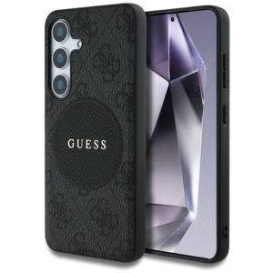 Husa Samsung Galaxy S25 Guess 4G Circle Classic Logo MagSafe, negru, GUHMS25SP4PGRSGK