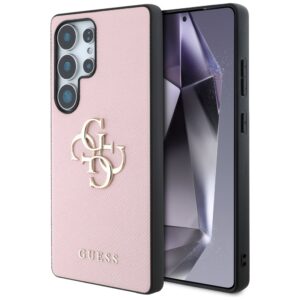 Husa originala Guess Samsung Galaxy S25 Ultra Hardcase 4G Grained Big and Classic Logo, roz