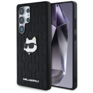 Husa Samsung Galaxy S25 Ultra Karl Lagerfeld Hardcase Monogram Leather, Choupette Head Pin, KLHCS25LPGKLCHPK