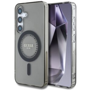 Husa Samsung Galaxy S25 originala Guess IML Rhinestones MagSafe, negru, GUHMS25SPFTDTEK