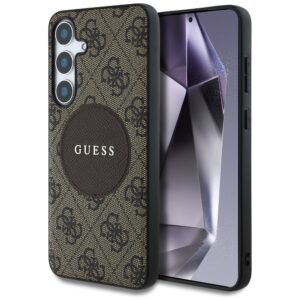Husa Samsung Galaxy S25 Guess 4G Circle Classic Logo MagSafe, maro, GUHMS25SP4PGRSGW