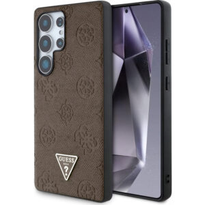 Husa Samsung Galaxy S25 Ultra Guess Peony Grained Hot Stamp Triangle Logo MagSafe, maro